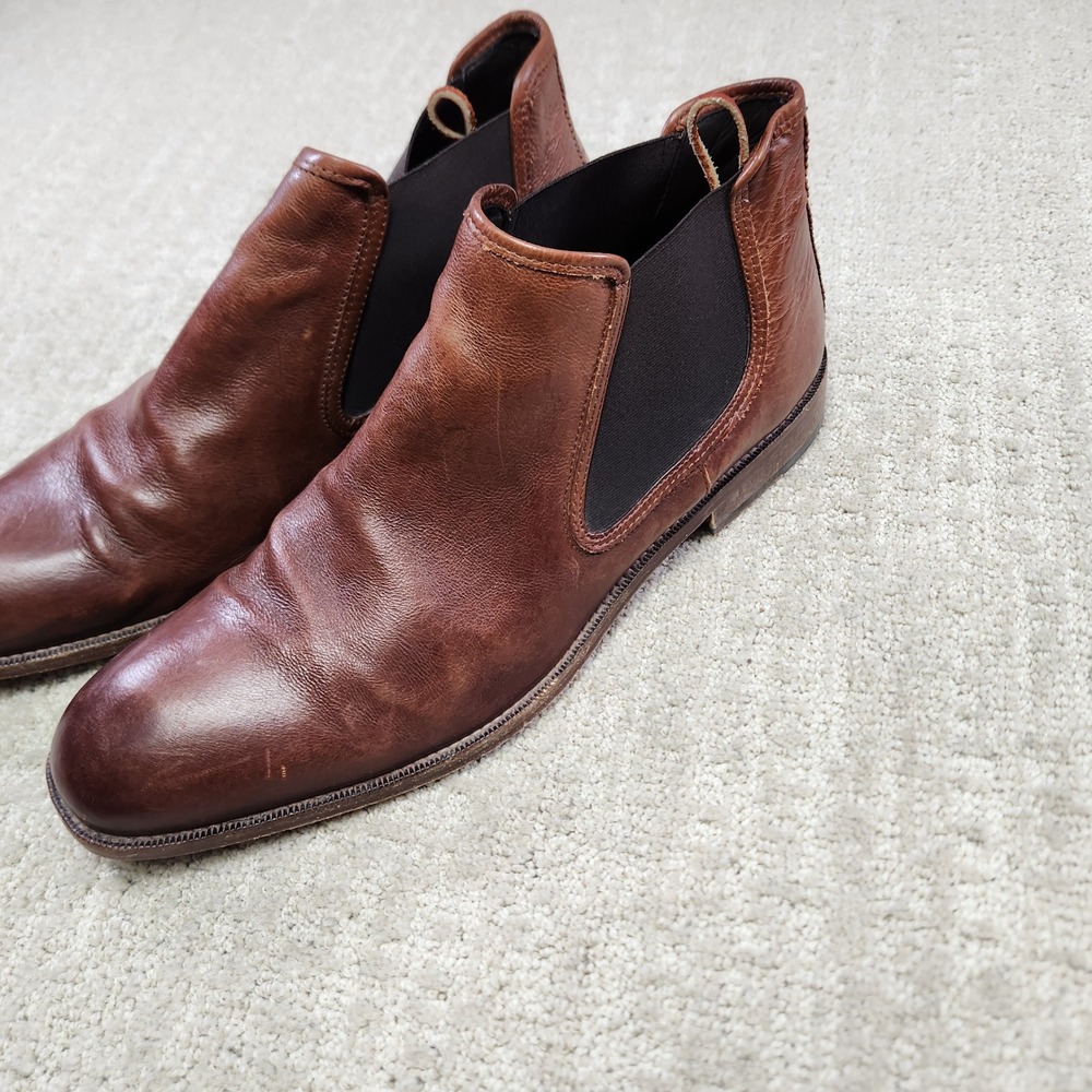 Johnston & Murphy Collection Brown Leather Chelsea Boots 24-2360 Mens 12 M Italy